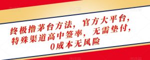 终极撸茅台方法,官方大平台,特殊渠道高中签率,无需垫付,0成本无风险【揭秘】-如意资源库