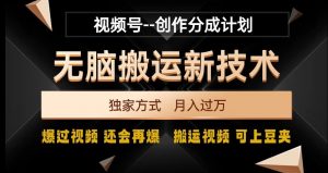 视频号无脑搬运新技术,破原创壕流量,独家方式,爆过视频,还会再爆【揭秘】-如意资源库
