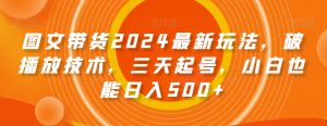 图文带货2024最新玩法，破播放技术，三天起号，小白也能日入500+【揭秘】-如意资源库
