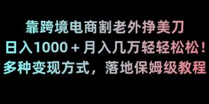 靠跨境电商割老外挣美刀，日入1000＋月入几万轻轻松松！多种变现方式，落地保姆级教程【揭秘】-如意资源库