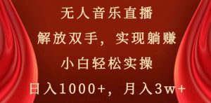 无人音乐直播,解放双手,实现躺赚,小白轻松实操,日入1000+,月入3w+【揭秘】-如意资源库