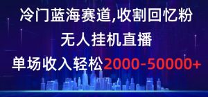 冷门蓝海赛道，收割回忆粉，无人挂机直播，单场收入轻松2000-5w+【揭秘】-如意资源库