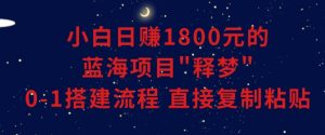 小白能日赚1800元的蓝海项目”释梦”0-1搭建流程可直接复制粘贴长期做【揭秘】-如意资源库