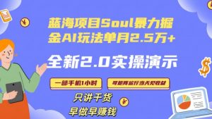 Soul怎么做到单月变现25000+全新2.0AI掘金玩法全程实操演示小白好上手【揭秘】-如意资源库