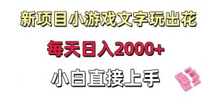 新项目小游戏文字玩出花日入2000+，每天只需一小时，小白直接上手【揭秘】-如意资源库