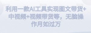 利用一款AI工具实现图文带货+中视频+视频带货等,无脑操作月如过万【揭秘】-如意资源库