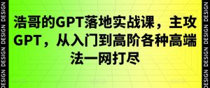 浩哥的GPT落地实战课，主攻GPT，从入门到高阶各种高端法一网打尽-如意资源库