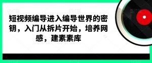 短视频编导进入编导世界的密钥，入门从拆片开始，培养网感，建素素库-如意资源库