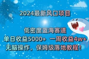 2024最新风口项目，低密度蓝海赛道，单日收益5000+，一周收益4w+！【揭秘】-如意资源库