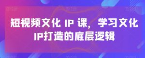 短视频文化IP课,学习文化IP打造的底层逻辑-如意资源库