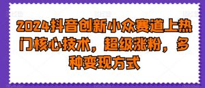 2024抖音创新小众赛道上热门核心技术,超级涨粉,多种变现方式【揭秘】-如意资源库
