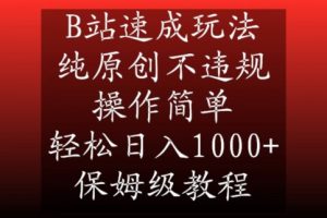 B站速成玩法,纯原创不违规,操作简单,轻松日入1000+,保姆级教程【揭秘】-如意资源库