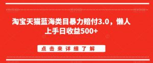 淘宝天猫蓝海类目暴力赔付3.0，懒人上手日收益500+【仅揭秘】-如意资源库