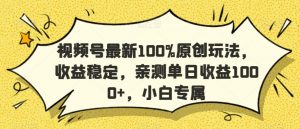 视频号最新100%原创玩法，收益稳定，亲测单日收益1000+，小白专属【揭秘】-如意资源库