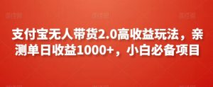 支付宝无人带货2.0高收益玩法，亲测单日收益1000+，小白必备项目【揭秘】-如意资源库
