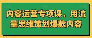 内容运营专项课，用流量思维策划爆款内容-如意资源库