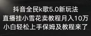 抖音全民k歌5.0新玩法，直播挂小雪花卖教程月入10万，小白轻松上手，保姆及教程来了【揭秘】-如意资源库
