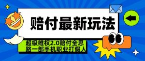 超级维权2.0全新玩法,2024赔付全思路职业打假一部手机搞定【仅揭秘】-如意资源库