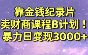 财经纪录片联合财商课程的变现策略，暴力日变现3000+，喂饭级别教学【揭秘】-如意资源库