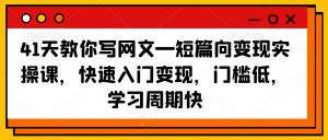 41天教你写网文—短篇向变现实操课,快速入门变现,门槛低,学习周期快-如意资源库