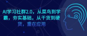 AI学习社群2.0，从菜鸟到学霸，夯实基础，从干货到硬货，重在应用-如意资源库