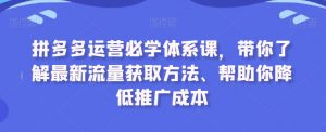 拼多多运营必学体系课,带你了解最新流量获取方法、帮助你降低推广成本-如意资源库