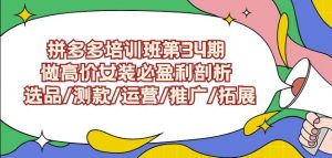 拼多多培训班第34期:做高价女装必盈利剖析选品/测款/运营/推广/拓展-如意资源库
