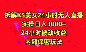利用快手24小时无人美女直播，实操日入3000，24小时被动收益，内部保密玩法【揭秘】-如意资源库