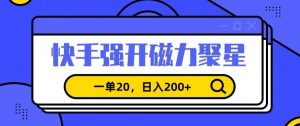 信息差赚钱项目，快手强开磁力聚星，一单20，日入200+【揭秘】-如意资源库