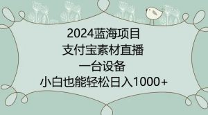 2024年蓝海项目,支付宝素材直播,无需出境,小白也能日入1000+ ,实操教程【揭秘】-如意资源库
