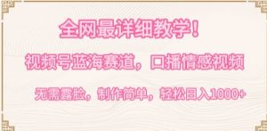 全网最详细教学，视频号蓝海赛道，口播情感视频，无需露脸，制作简单，轻松实现日入1000+【揭秘】-如意资源库