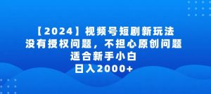 2024视频号短剧玩法，没有授权问题，不担心原创问题，适合新手小白，日入2000+【揭秘】-如意资源库