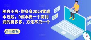 拼多多2024零成本包起，0成本做一个高利润的拼多多，方法不只一个-如意资源库