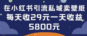 在小红书引流私域卖壁纸每张29元单日最高卖出200张(0-1搭建教程)【揭秘】-如意资源库