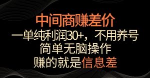 中间商赚差价，一单纯利润30+，简单无脑操作，赚的就是信息差，轻轻松松日入1000+【揭秘】-如意资源库