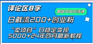 抖音评论区8字日截流200+创业粉 “卖项目”日稳定变现5000+【揭秘】-如意资源库