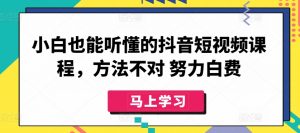 小白也能听懂的抖音短视频课程，方法不对 努力白费-如意资源库