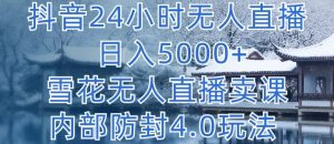 抖音24小时无人直播 日入5000+,雪花无人直播卖课,内部防封4.0玩法【揭秘】-如意资源库