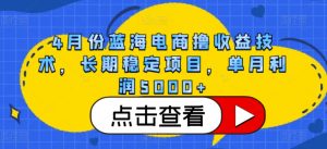 4月份蓝海电商撸收益技术，长期稳定项目，单月利润5000+【揭秘】-如意资源库