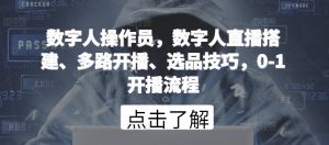 数字人操作员，数字人直播搭建、多路开播、选品技巧，0-1开播流程-如意资源库