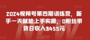 2024视频号第四期训练营，新手一天就能上手实操，0粉丝带货日收入3455元-如意资源库