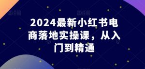 2024最新小红书电商落地实操课，从入门到精通-如意资源库