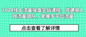 2024线上流量操盘实战课程，搭建高人效流量团队，掌握多平台流量-如意资源库
