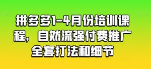 拼多多1-4月份培训课程，自然流强付费推广全套打法和细节-如意资源库