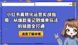 小红书高转化运营实战指南,从爆款笔记到爆单玩法的链路全打通-如意资源库