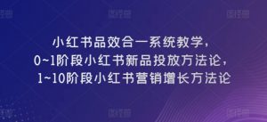 小红书品效合一系统教学，​0~1阶段小红书新品投放方法论，​1~10阶段小红书营销增长方法论-如意资源库