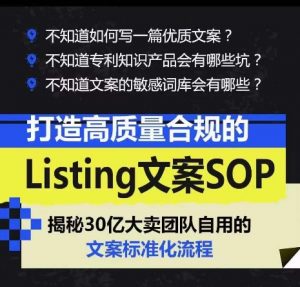打造高质量合规的Listing文案SOP,掌握亚马逊文案工作的标准化-如意资源库