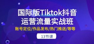 国际版Tiktok抖音运营流量实战班：账号定位/作品发布/热门推送/等等-13节-如意资源库
