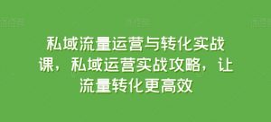 私域流量运营与转化实战课,私域运营实战攻略,让流量转化更高效-如意资源库
