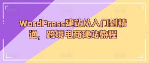 WordPress建站从入门到精通,跨境电商建站教程-如意资源库